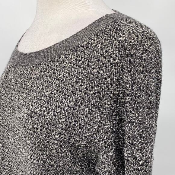 Theory Scoop Neck Knit Sweater Wool Baby Alpaca Silk Blend Gray Black Womens M - Picture 5 of 9